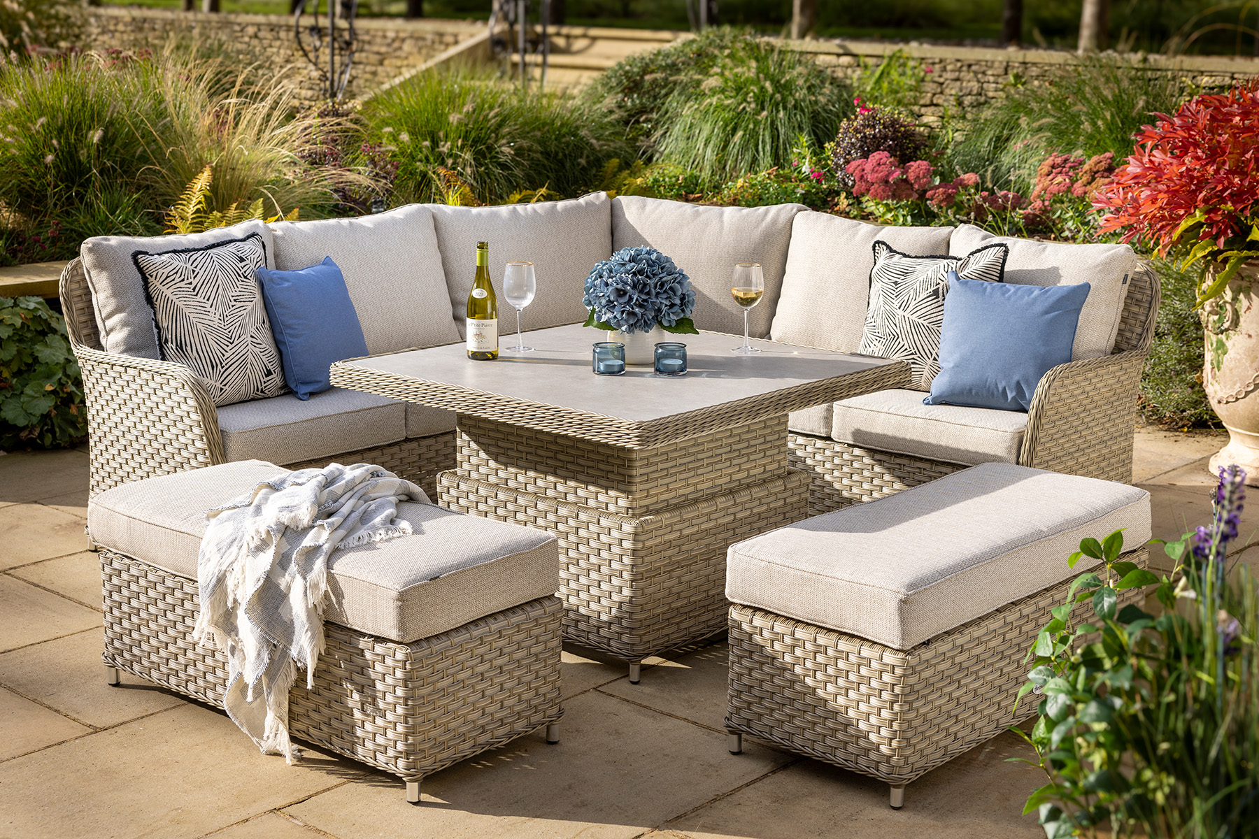 Eton Grand Square Casual Dining Set Eton Weave Garden Furniture